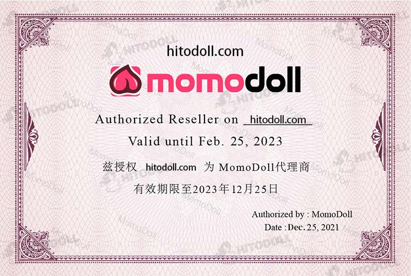Momo DOLLの正規代理店証明書